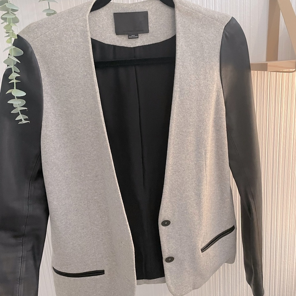 Alexander Wang grey and leather sleeve blazer jacket